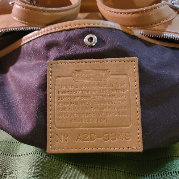 Coach Womens Tan Leather Inner Pockets Double Strap Hand Bag, No. A2D-9849 - Picture 6 of 7